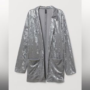 Silver Velvet Blazer Velour Jacket